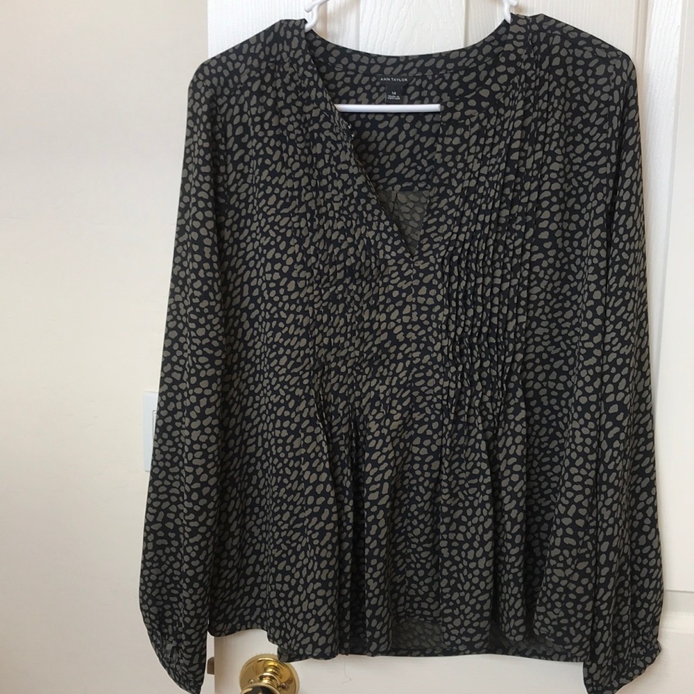 Long Sleeve Leopard Print Ann Taylor Blouse